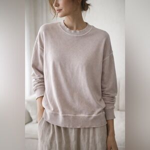 C.T. Plage Womens Sweatshirt Sz 36 4 Beige Cotton Minimalist Athleisure Pullover